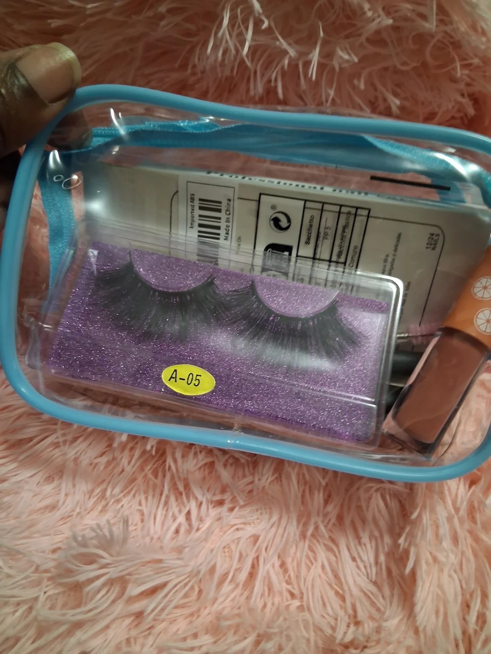 False Nail Press-On Set with Pink-Tip Design